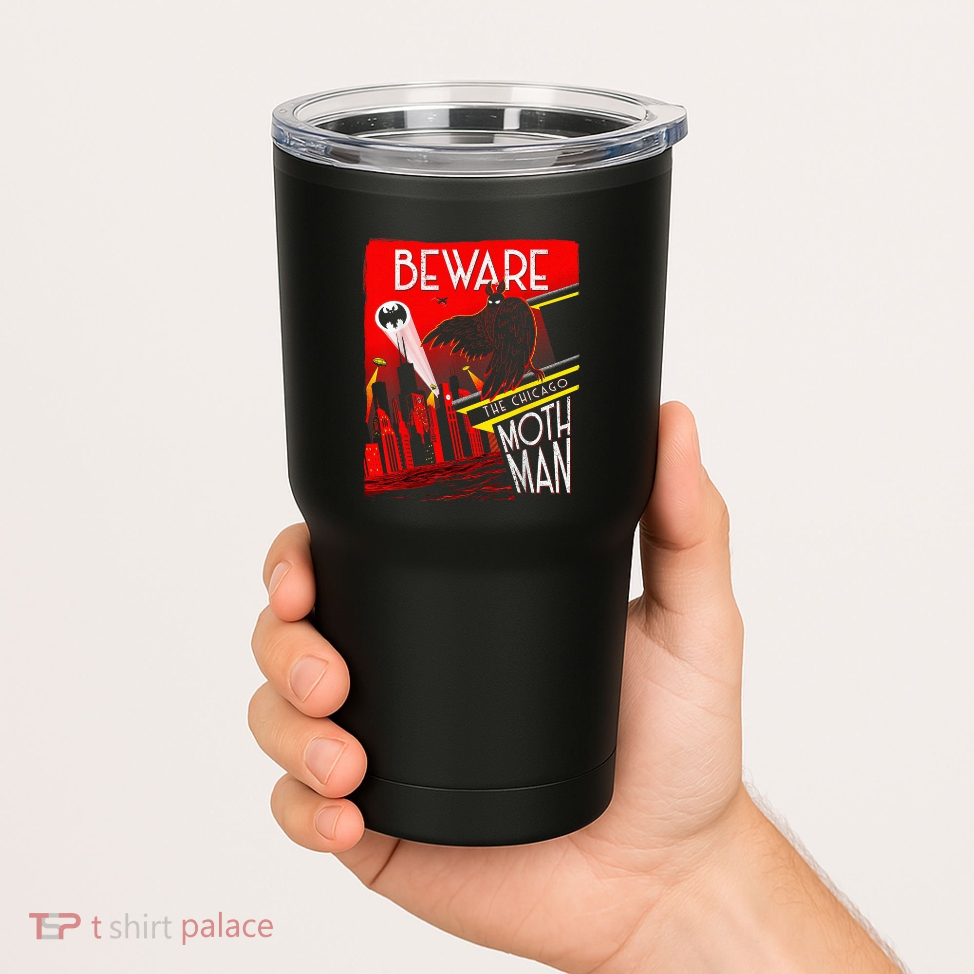 Beware Of The Chicago Mothman! Art Deco Pop Culture Cryptid Tumbler