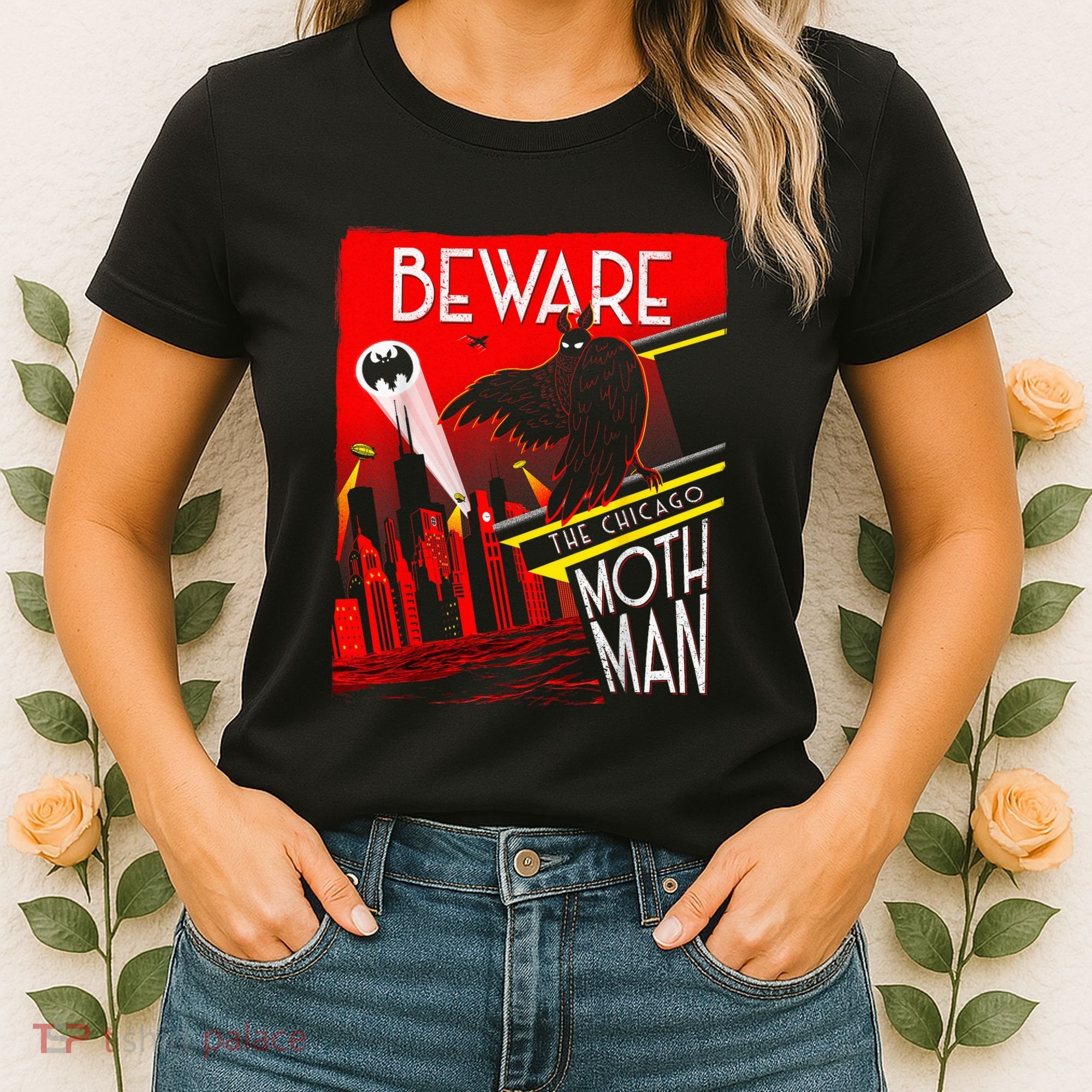 Beware Of The Chicago Mothman! Art Deco Pop Culture Cryptid Women's T-Shirt