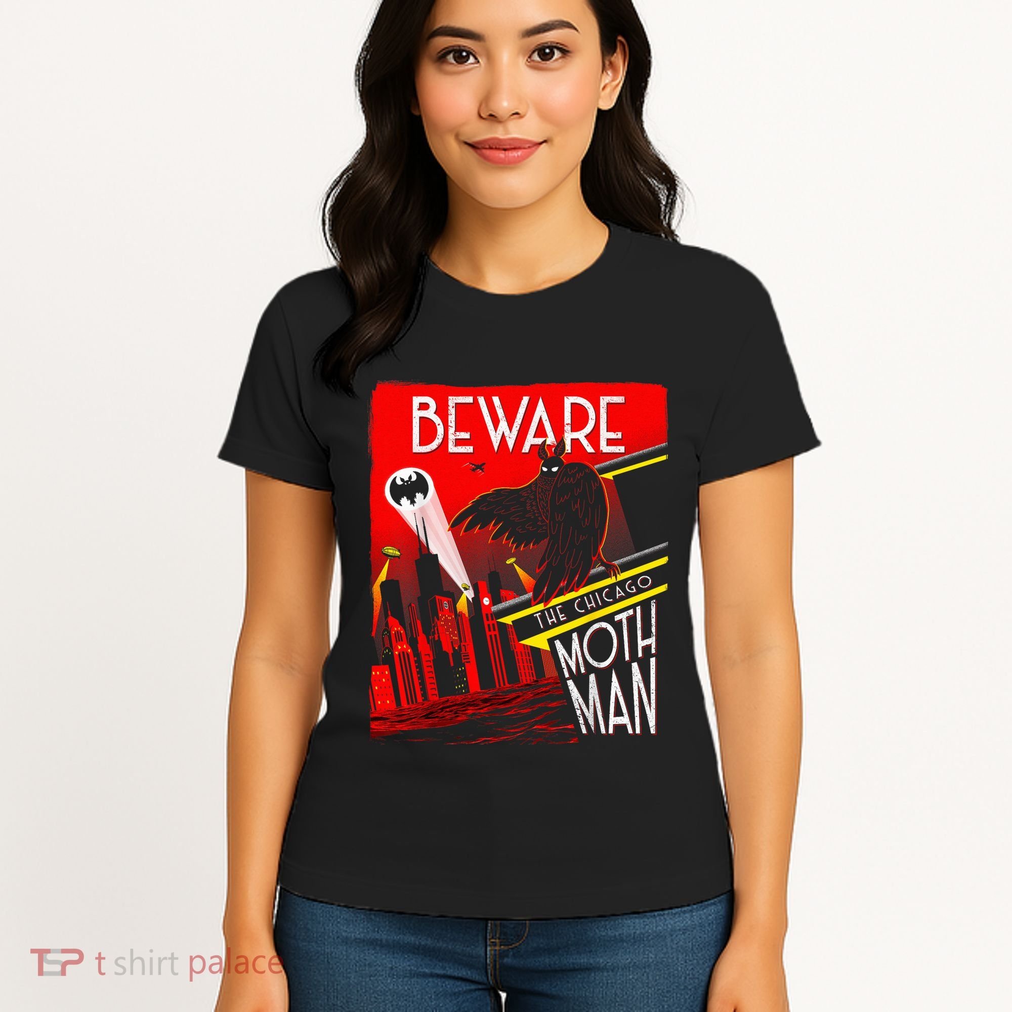 Beware Of The Chicago Mothman! Art Deco Pop Culture Cryptid Women's T-Shirt