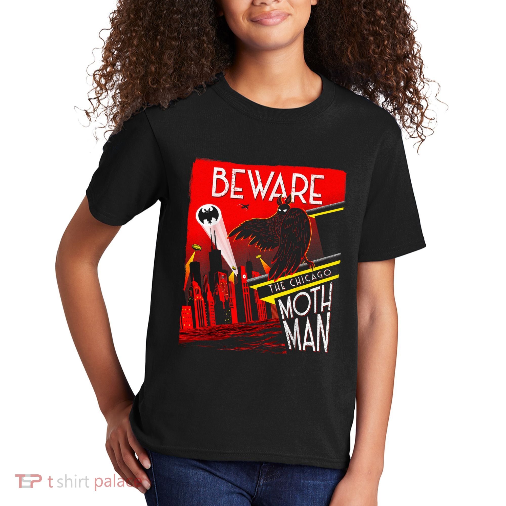 Beware Of The Chicago Mothman! Art Deco Pop Culture Cryptid Kids T-Shirt