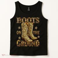 Boots On The Ground, Cowgirl Linedance, Boot Cowboy Western  Tank Top thumb 2