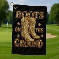 Boots On The Ground, Cowgirl Linedance, Boot Cowboy Western  Golf Towel thumb 1