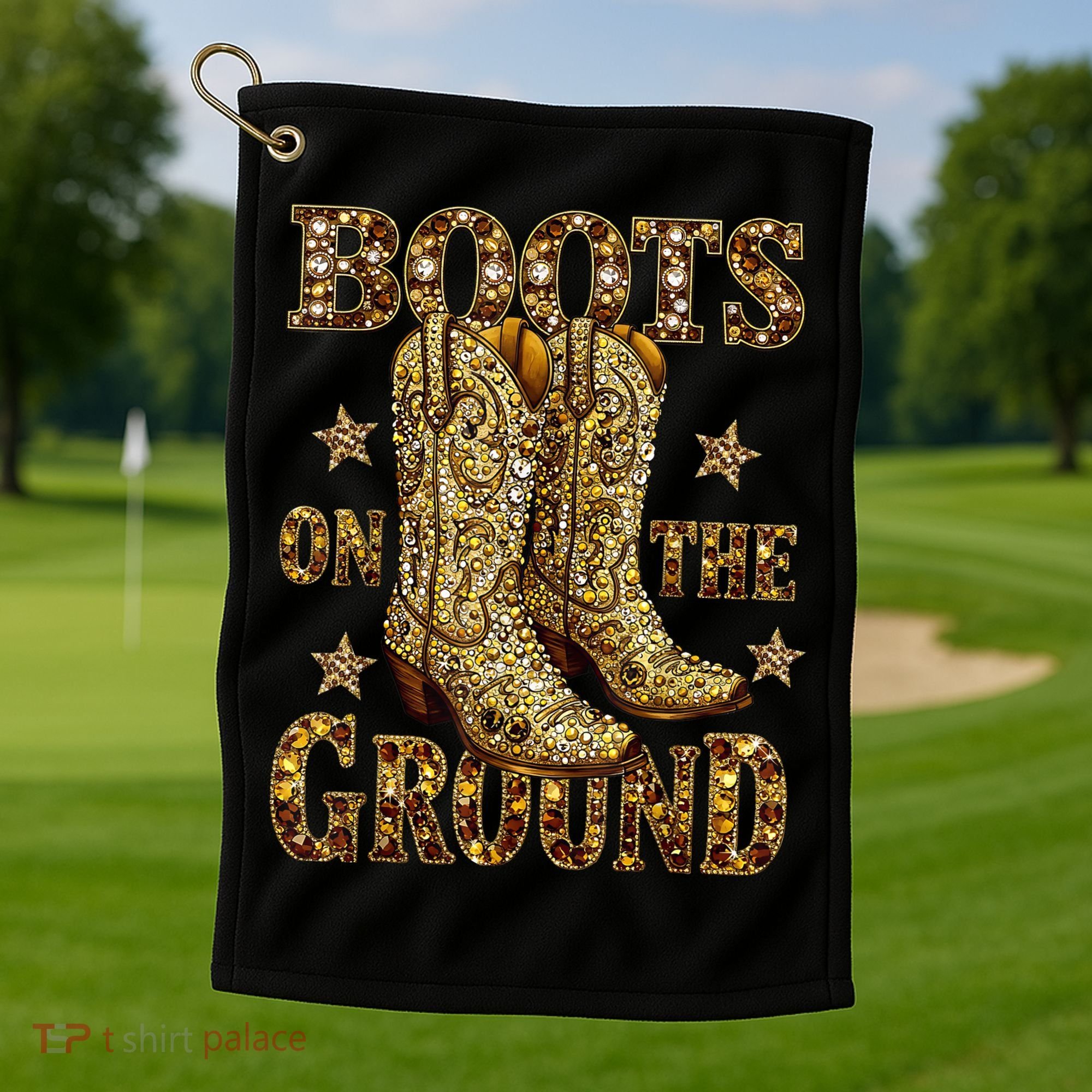 Boots On The Ground, Cowgirl Linedance, Boot Cowboy Western  Golf Towel