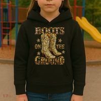 Boots On The Ground, Cowgirl Linedance, Boot Cowboy Western  Kids Hoodie thumb 3