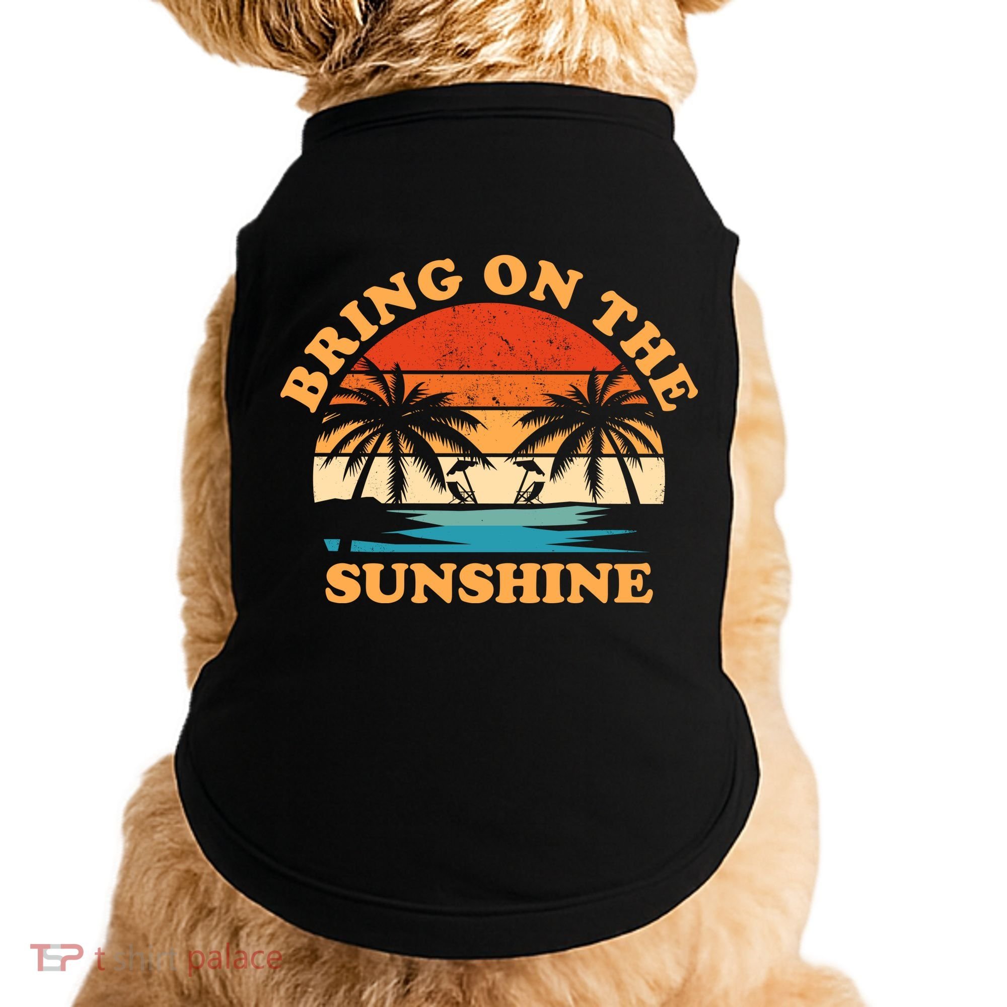 Bring On The Sunshine Retro Sunset Tropical Doggie Tank
