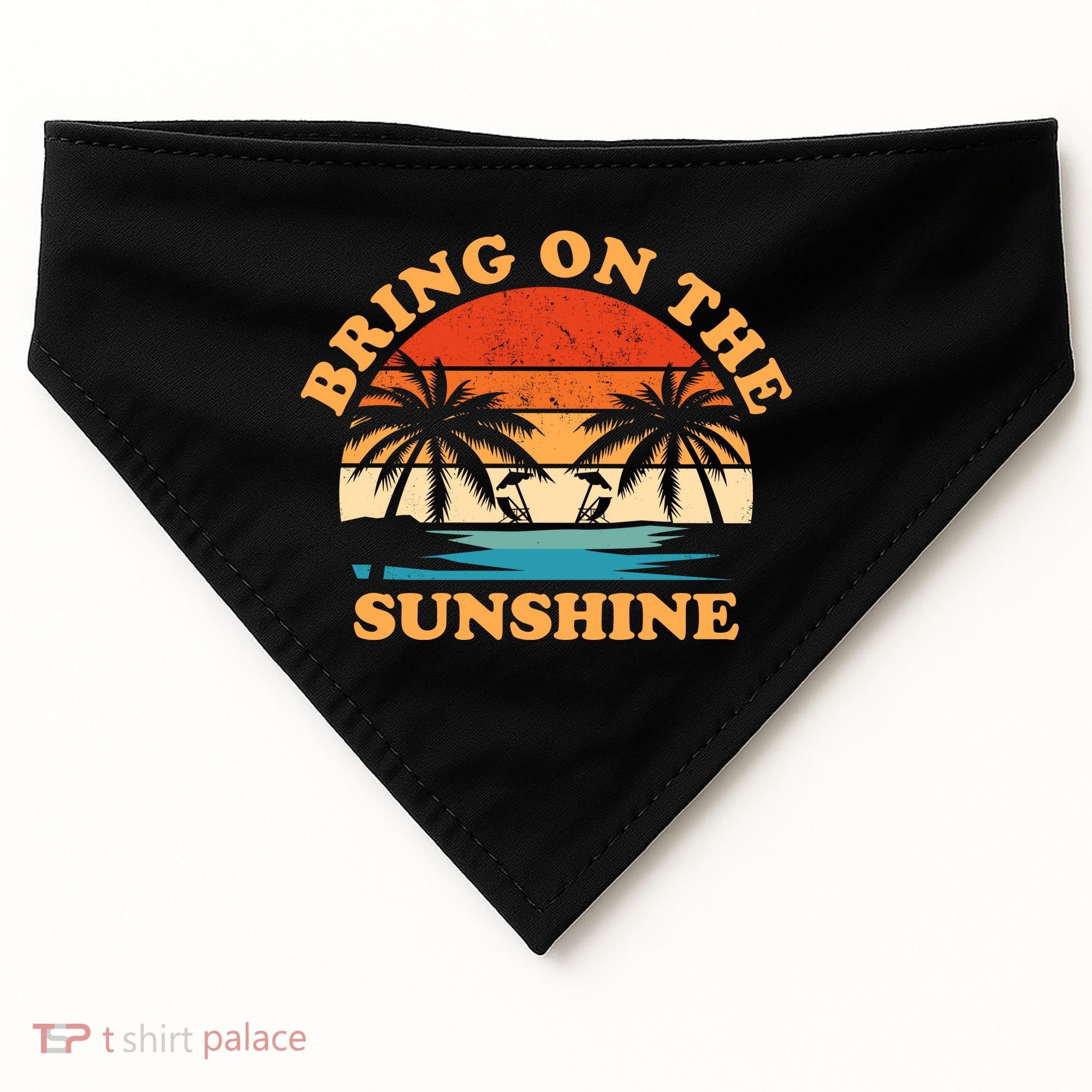 Bring On The Sunshine Retro Sunset Tropical USA-Made Doggie Bandana