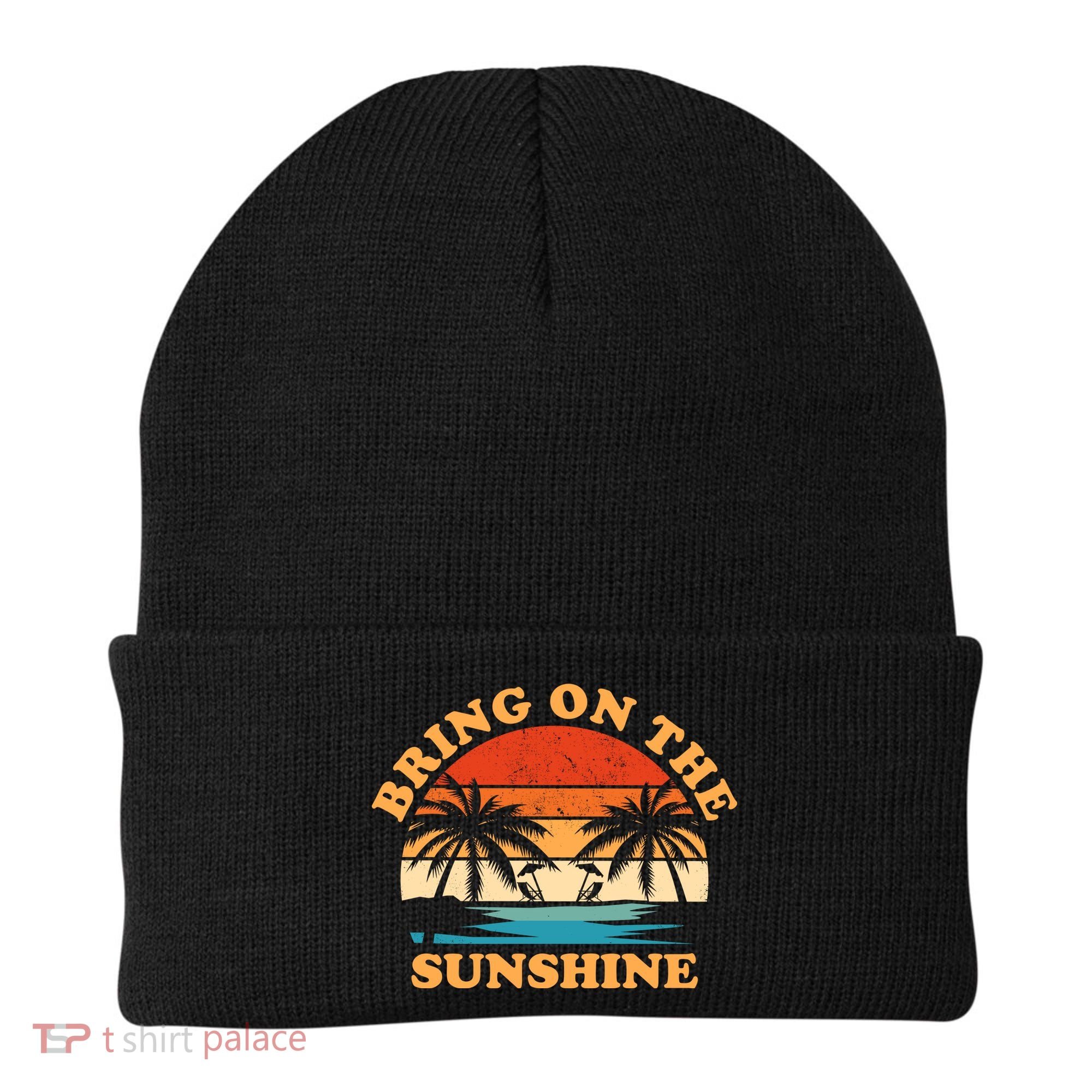 Bring On The Sunshine Retro Sunset Tropical Beanie