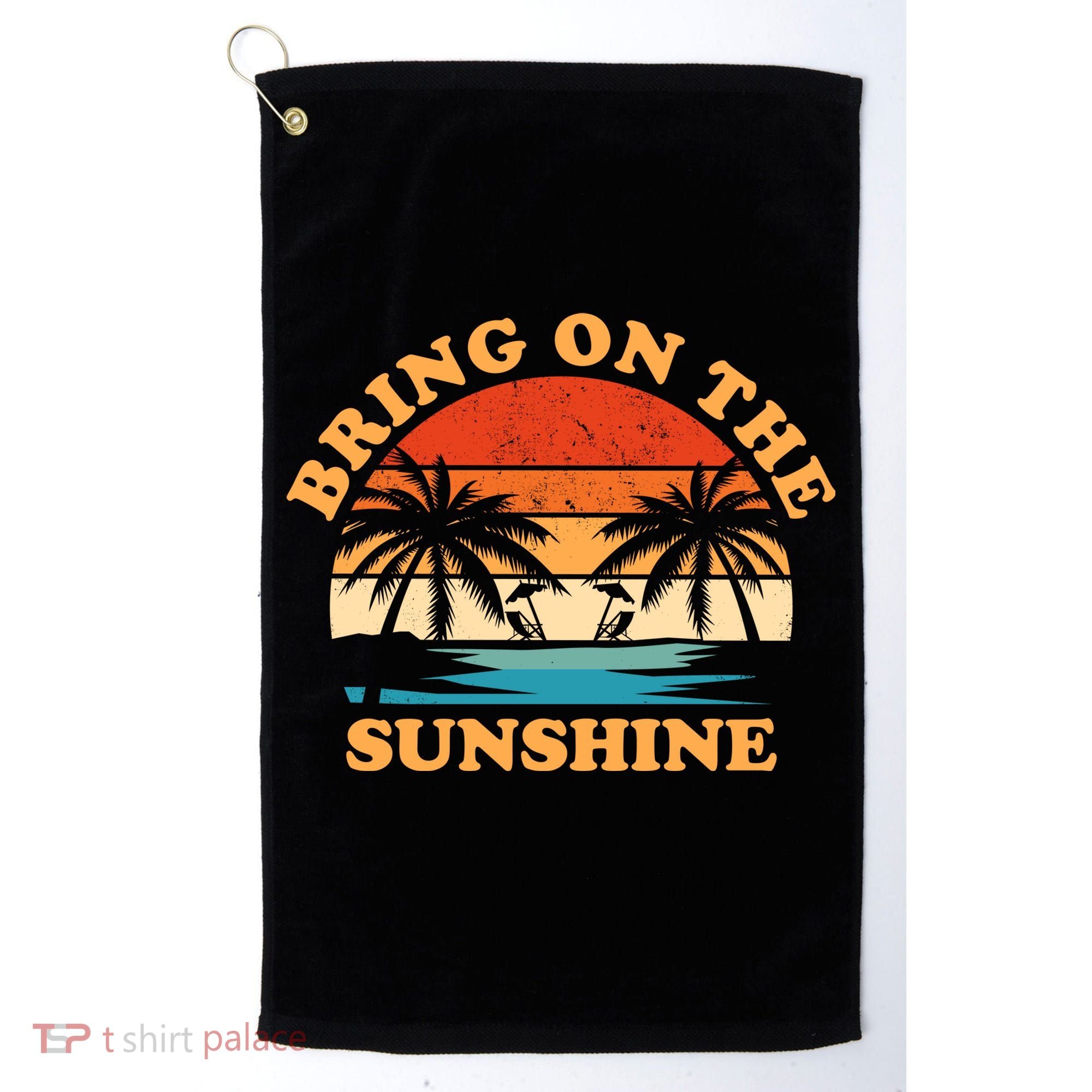 Bring On The Sunshine Retro Sunset Tropical Golf Towel