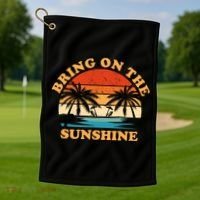 Bring On The Sunshine Retro Sunset Tropical Golf Towel thumb 1