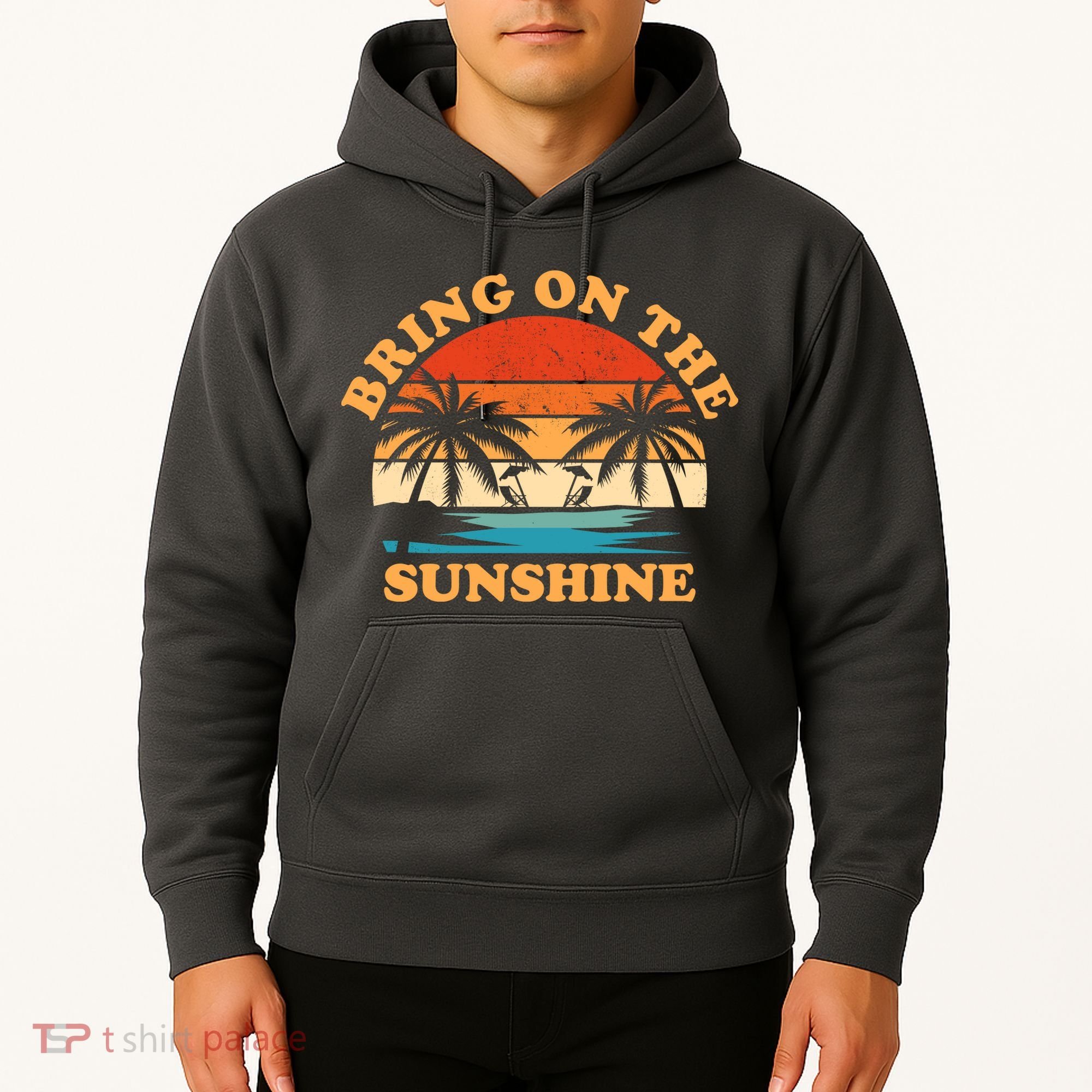 Bring On The Sunshine Retro Sunset Tropical Hoodie