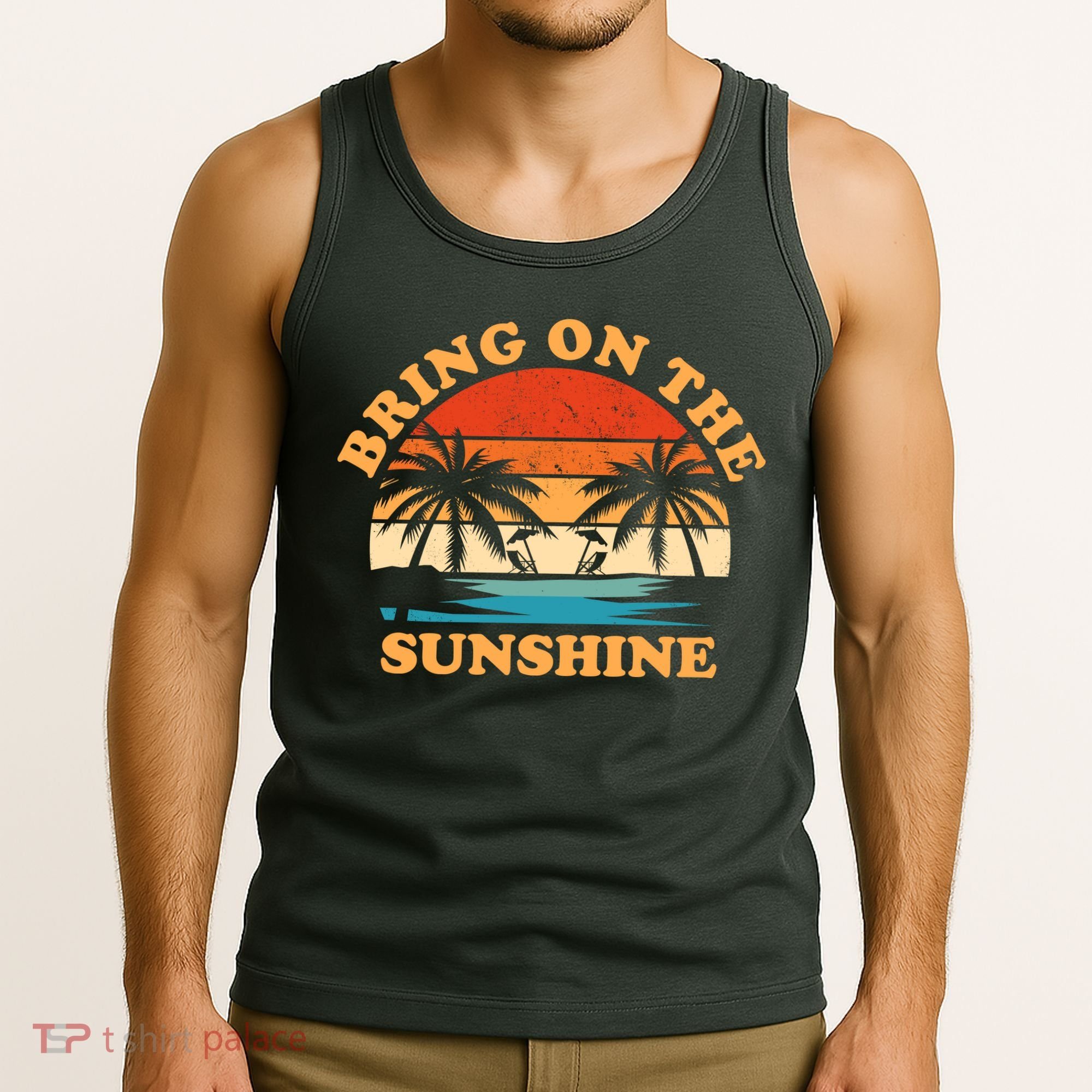Bring On The Sunshine Retro Sunset Tropical Tank Top