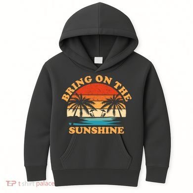 Bring On The Sunshine Retro Sunset Tropical Kids Hoodie
