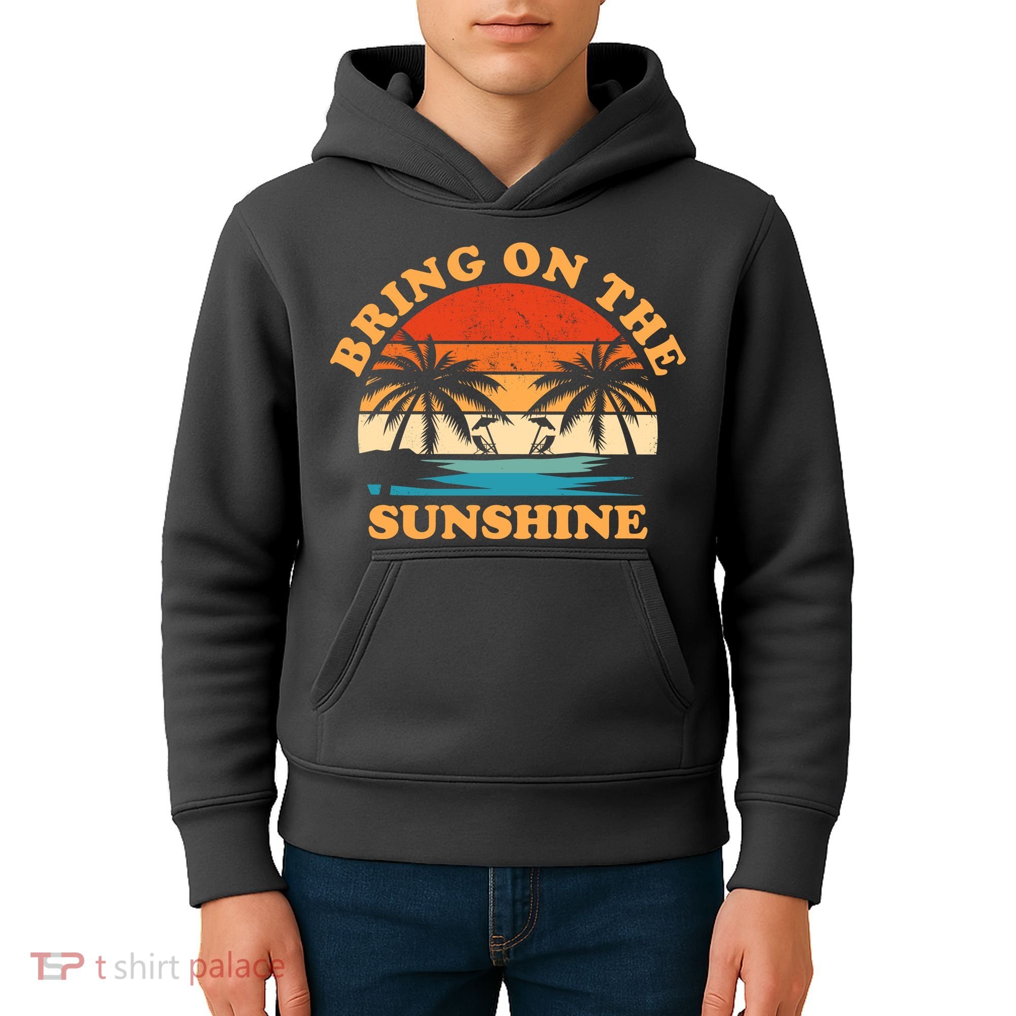 Bring On The Sunshine Retro Sunset Tropical Kids Hoodie