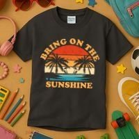 Bring On The Sunshine Retro Sunset Tropical Kids T-Shirt thumb 3