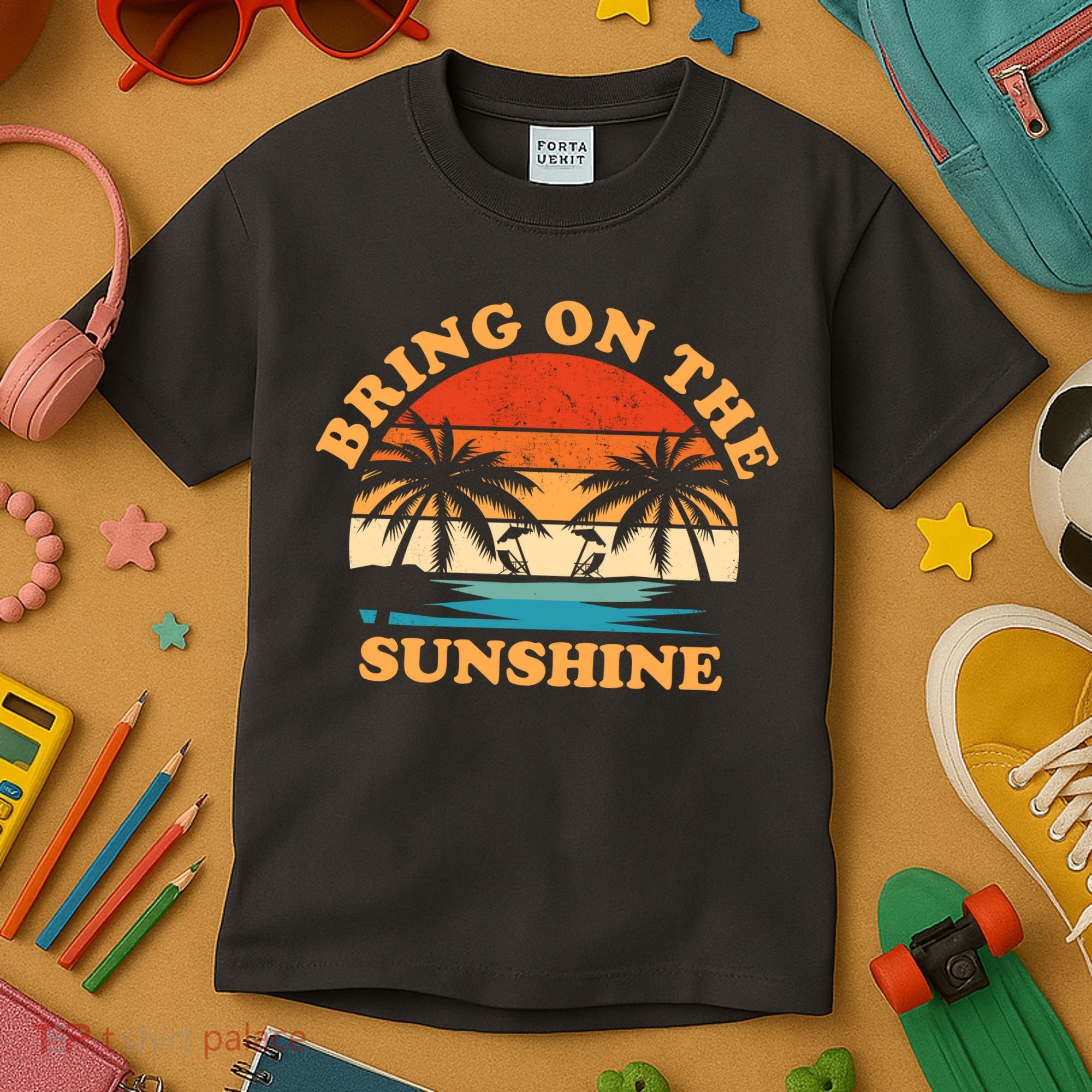 Bring On The Sunshine Retro Sunset Tropical Kids T-Shirt