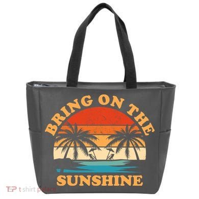 Bring On The Sunshine Retro Sunset Tropical Tote Bag