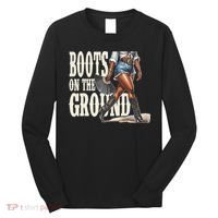 Boots On The Ground Black Cowgirl Melanin Women Gift Long Sleeve Shirt thumb 0