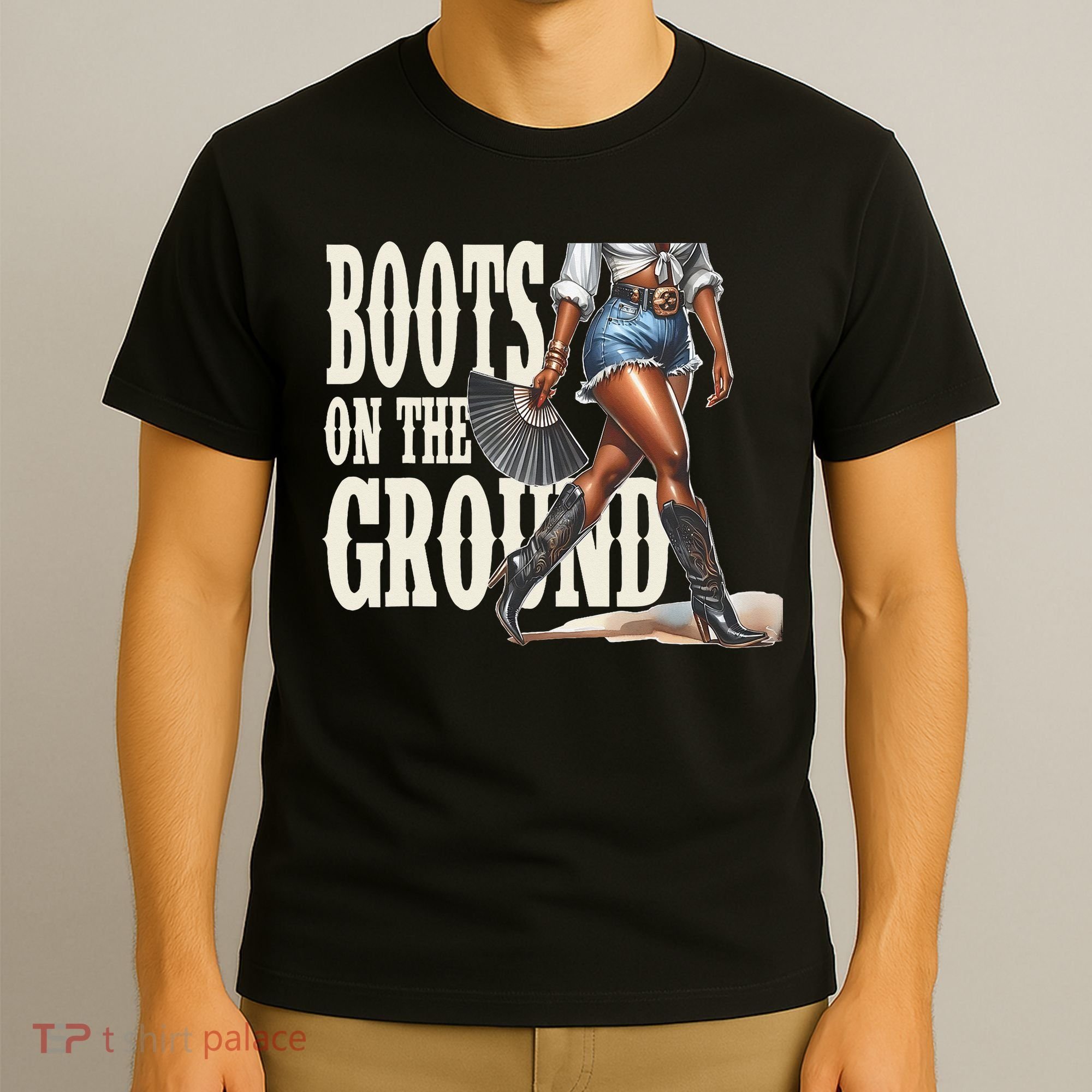 Boots On The Ground Black Cowgirl Melanin Women Gift T-Shirt