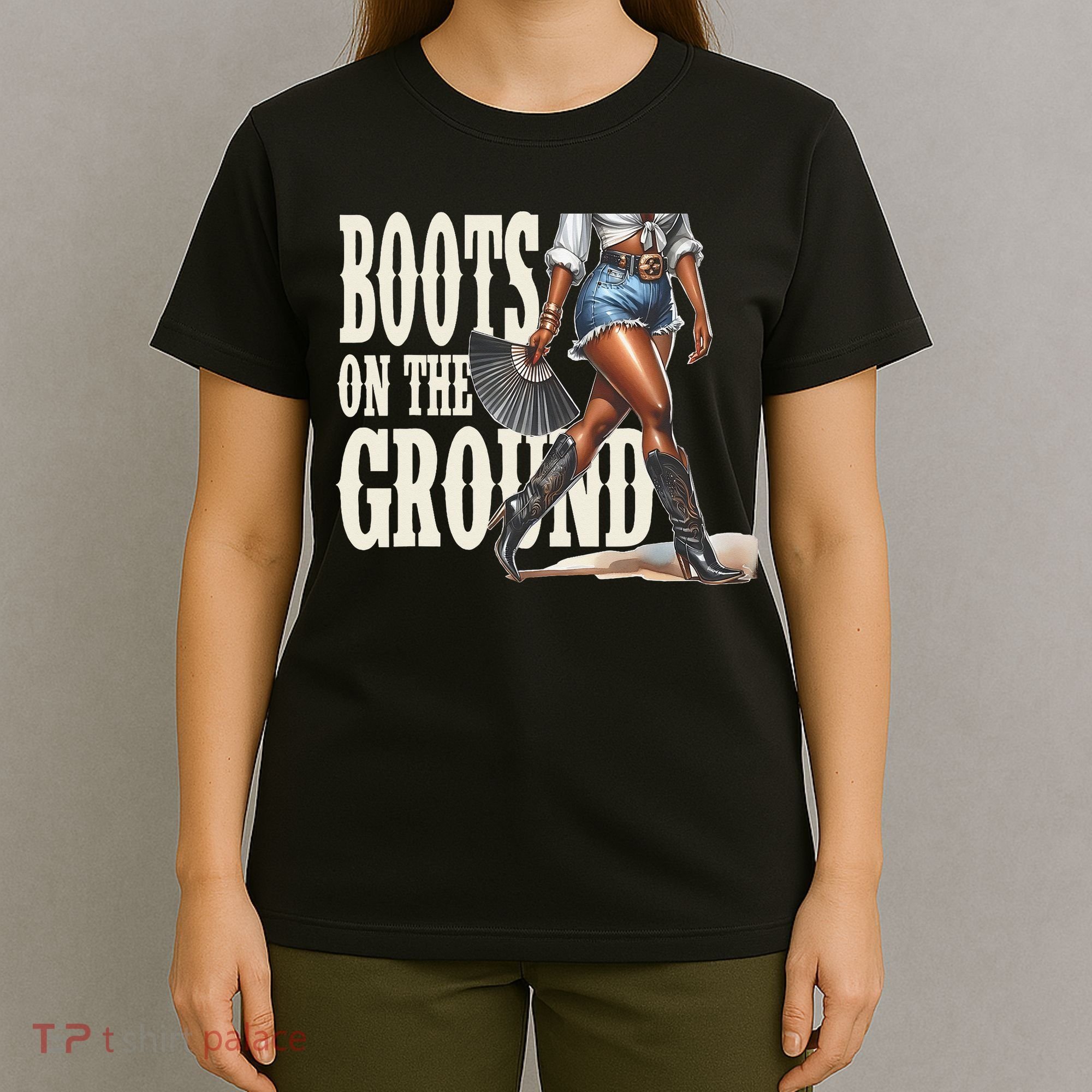 Boots On The Ground Black Cowgirl Melanin Women Gift T-Shirt