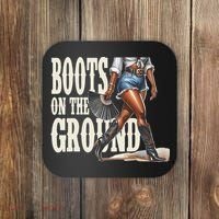 Boots On The Ground Black Cowgirl Melanin Women Gift Coaster thumb 0