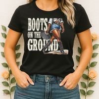 Boots On The Ground Black Cowgirl Melanin Women Gift Women's T-Shirt thumb 2