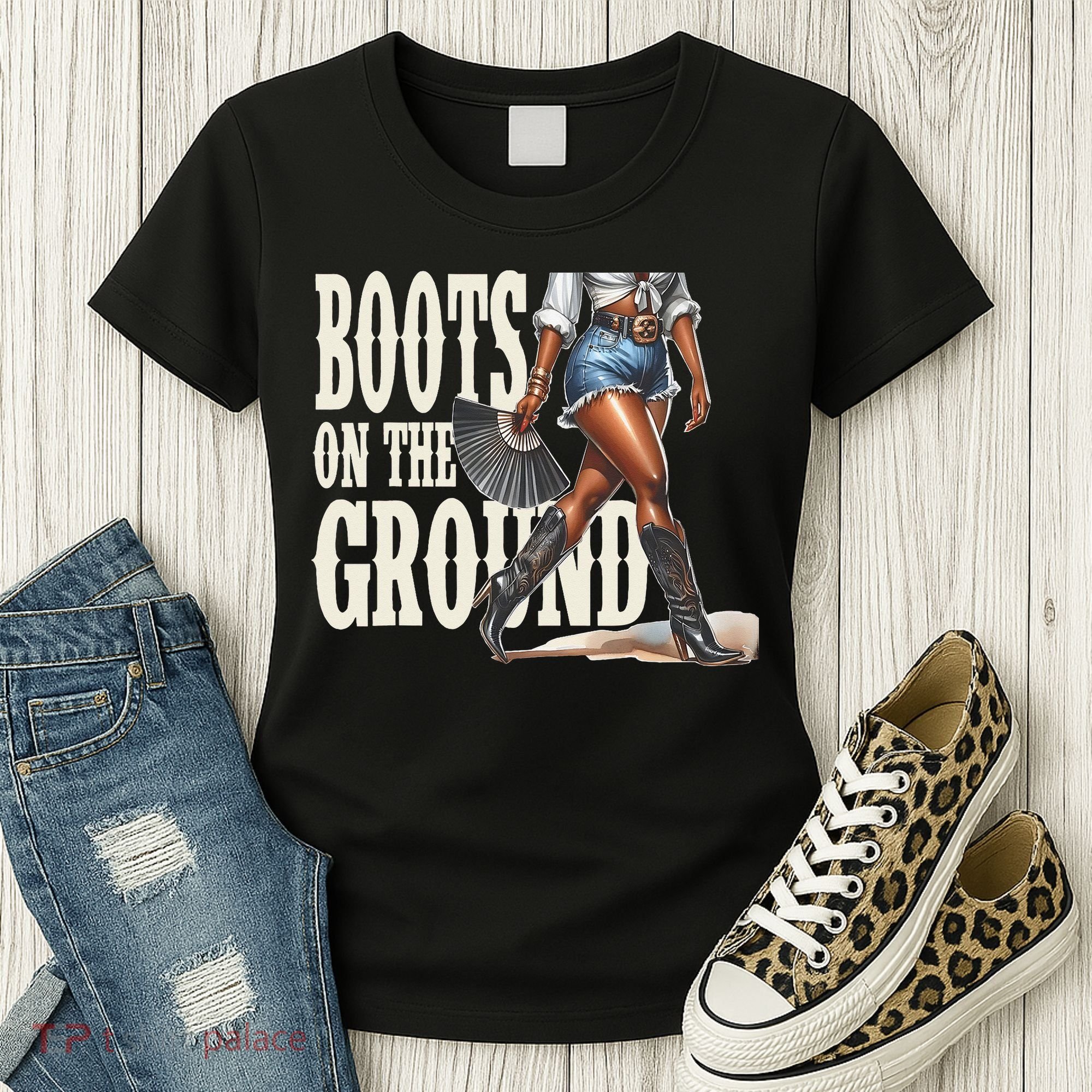 Boots On The Ground Black Cowgirl Melanin Women Gift Women's T-Shirt