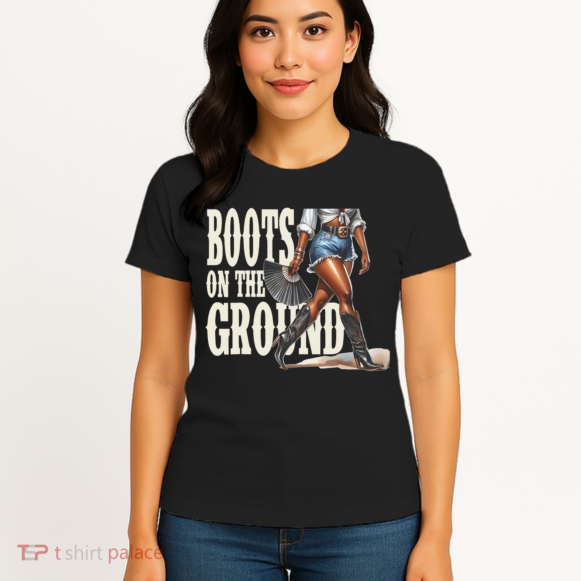 Boots On The Ground Black Cowgirl Melanin Women Gift Women's T-Shirt