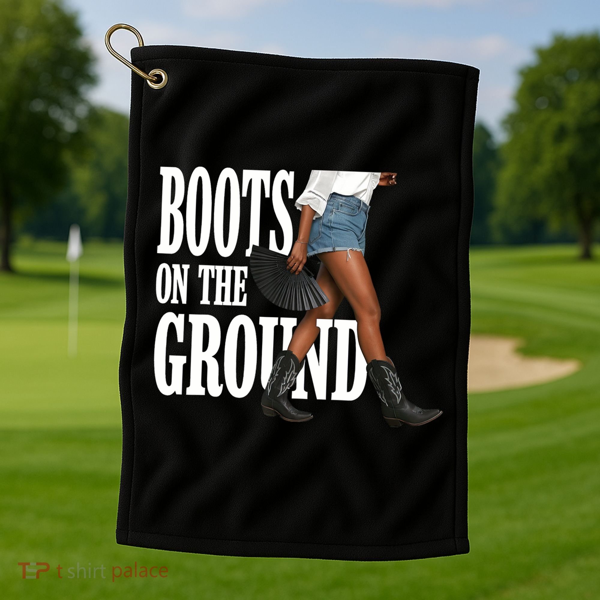 Boots On The Ground  Cowgirl Melanin  Golf Towel