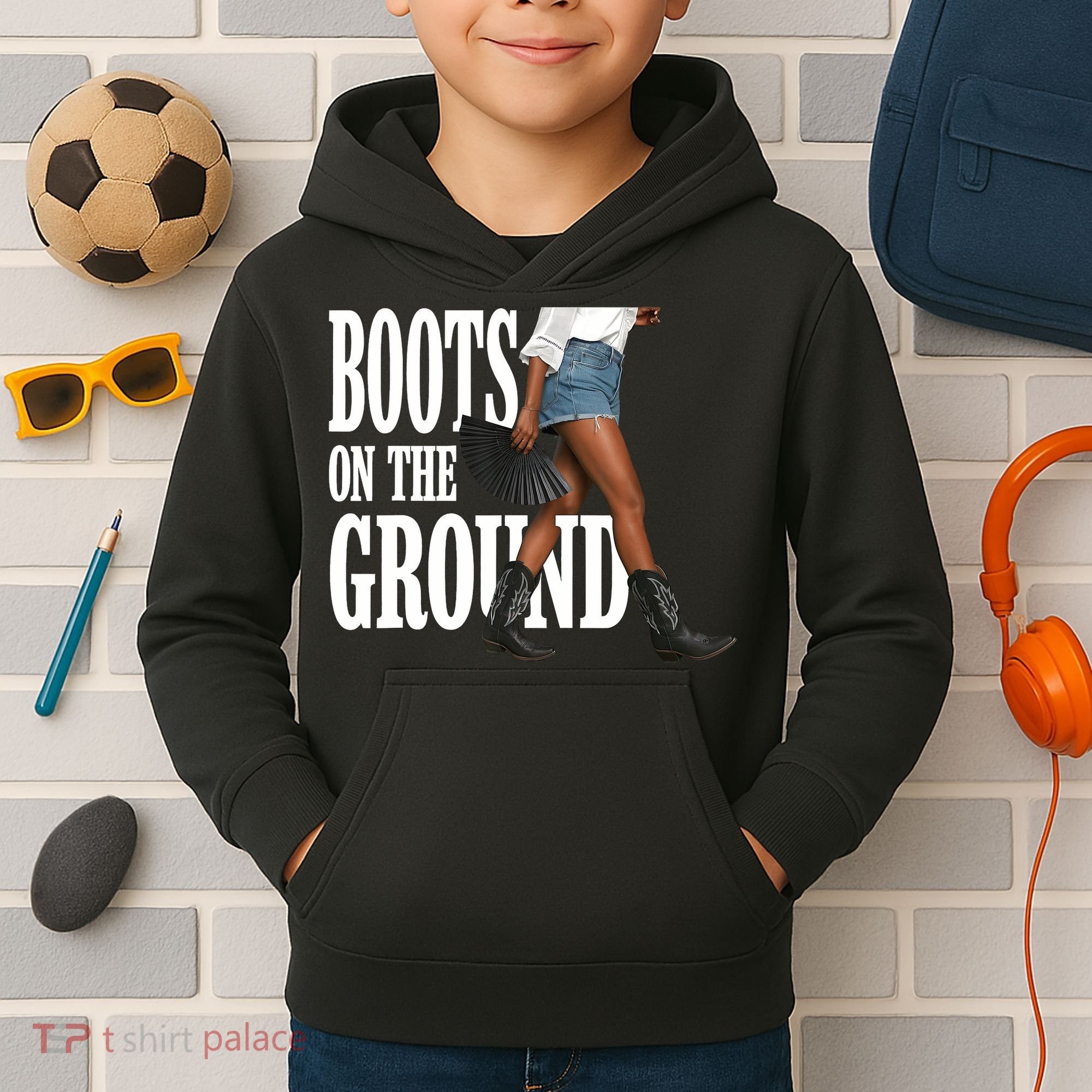 Boots On The Ground  Cowgirl Melanin  Kids Hoodie