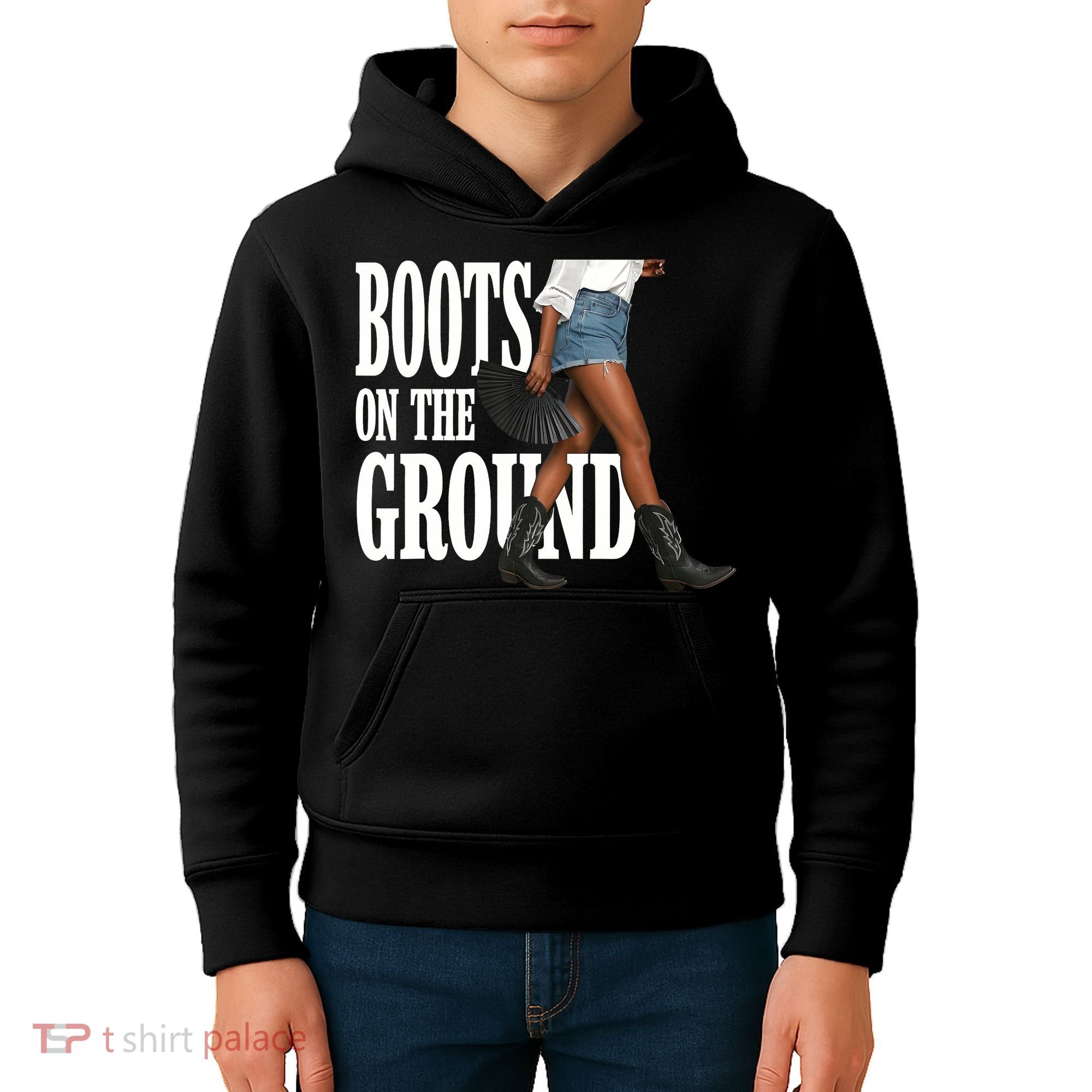 Boots On The Ground  Cowgirl Melanin  Kids Hoodie