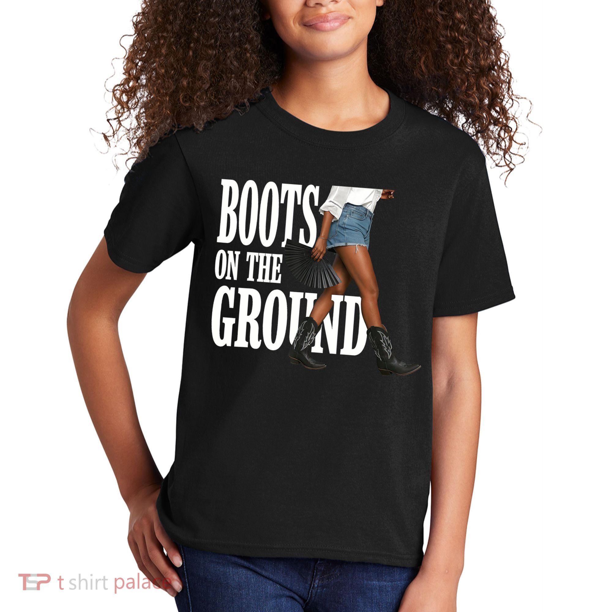 Boots On The Ground  Cowgirl Melanin  Kids T-Shirt