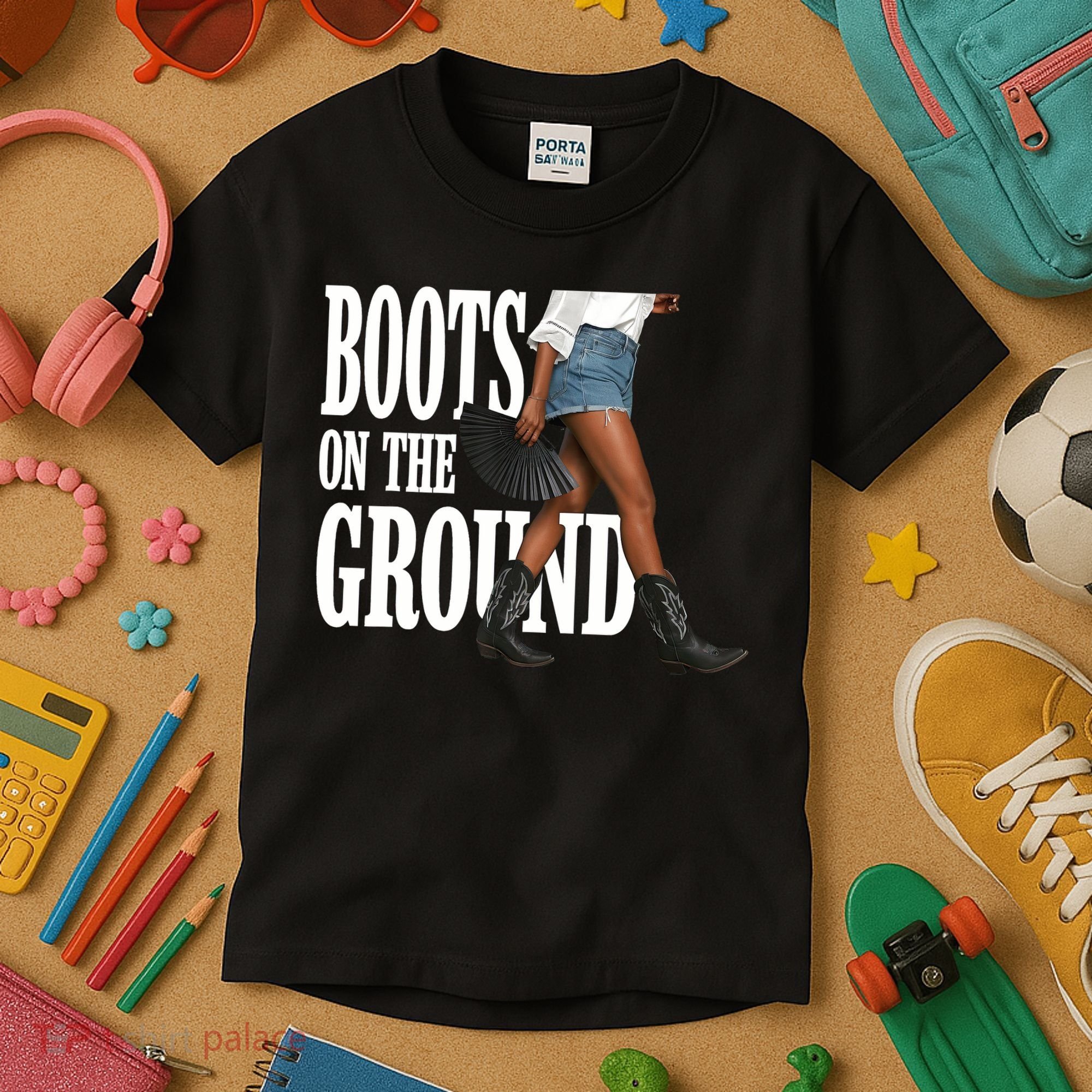 Boots On The Ground  Cowgirl Melanin  Kids T-Shirt