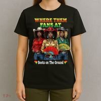 Boots On The Ground Juneteenth Cowgirl Where Them Fans At  T-Shirt thumb 4