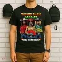 Boots On The Ground Juneteenth Cowgirl Where Them Fans At  T-Shirt thumb 6