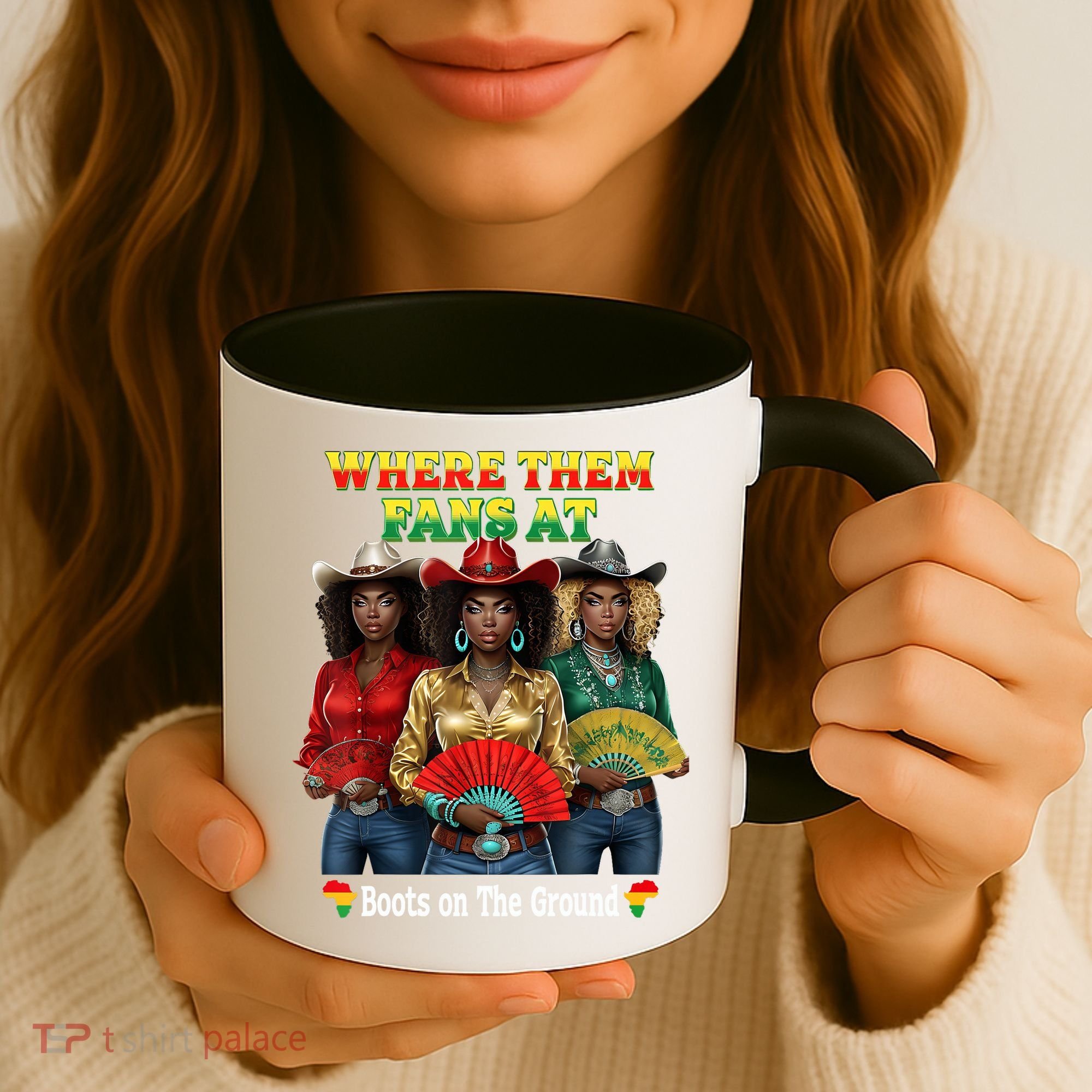 Boots On The Ground Juneteenth Cowgirl Where Them Fans At  Coffee Mug