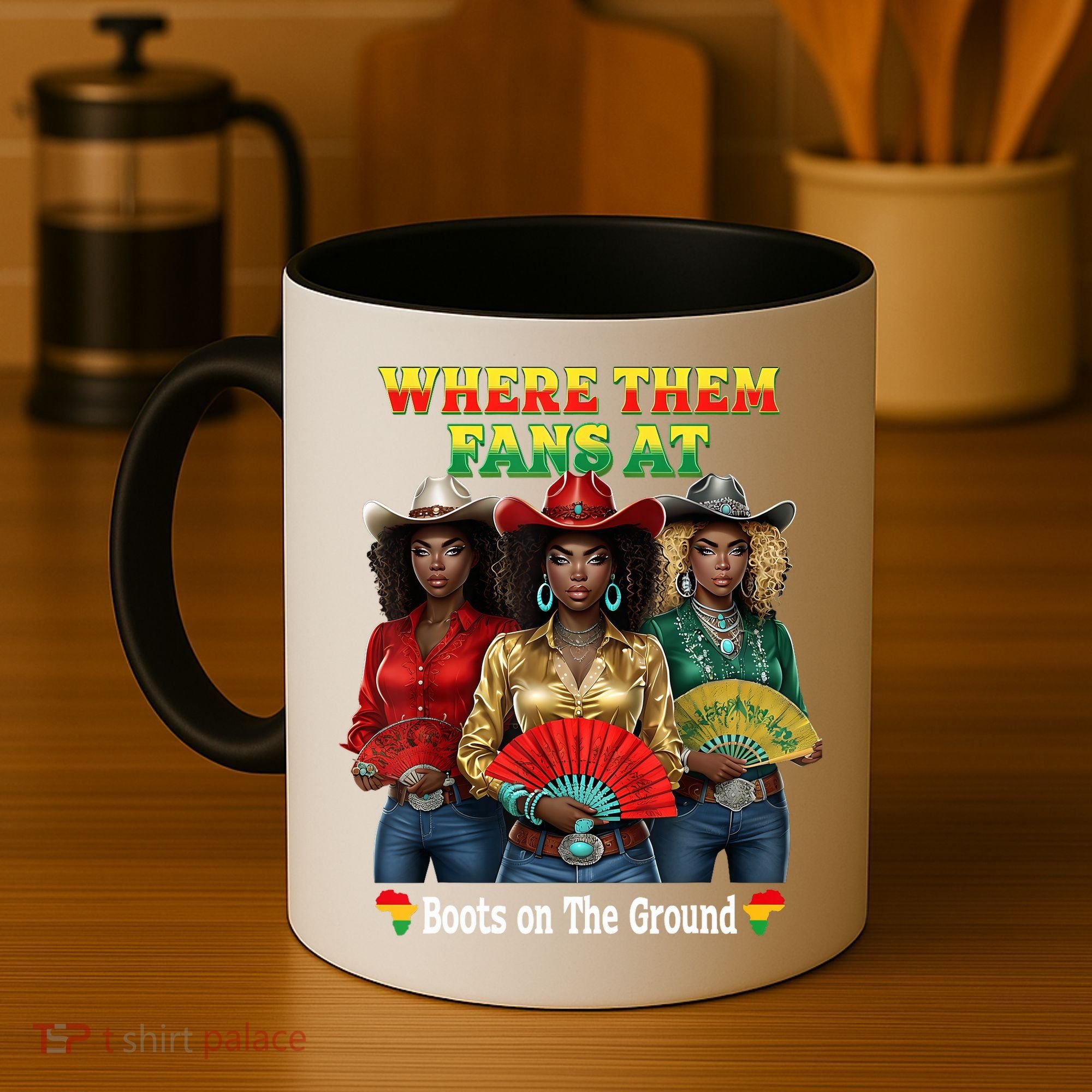 Boots On The Ground Juneteenth Cowgirl Where Them Fans At  Coffee Mug