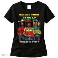 Boots On The Ground Juneteenth Cowgirl Where Them Fans At  Women's T-Shirt thumb 0