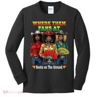 Boots On The Ground Juneteenth Cowgirl Where Them Fans At  Kids Long Sleeve Shirt thumb 0