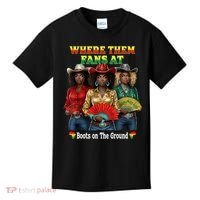 Boots On The Ground Juneteenth Cowgirl Where Them Fans At  Kids T-Shirt thumb 0