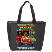 Boots On The Ground Juneteenth Cowgirl Where Them Fans At  Tote Bag thumb 0