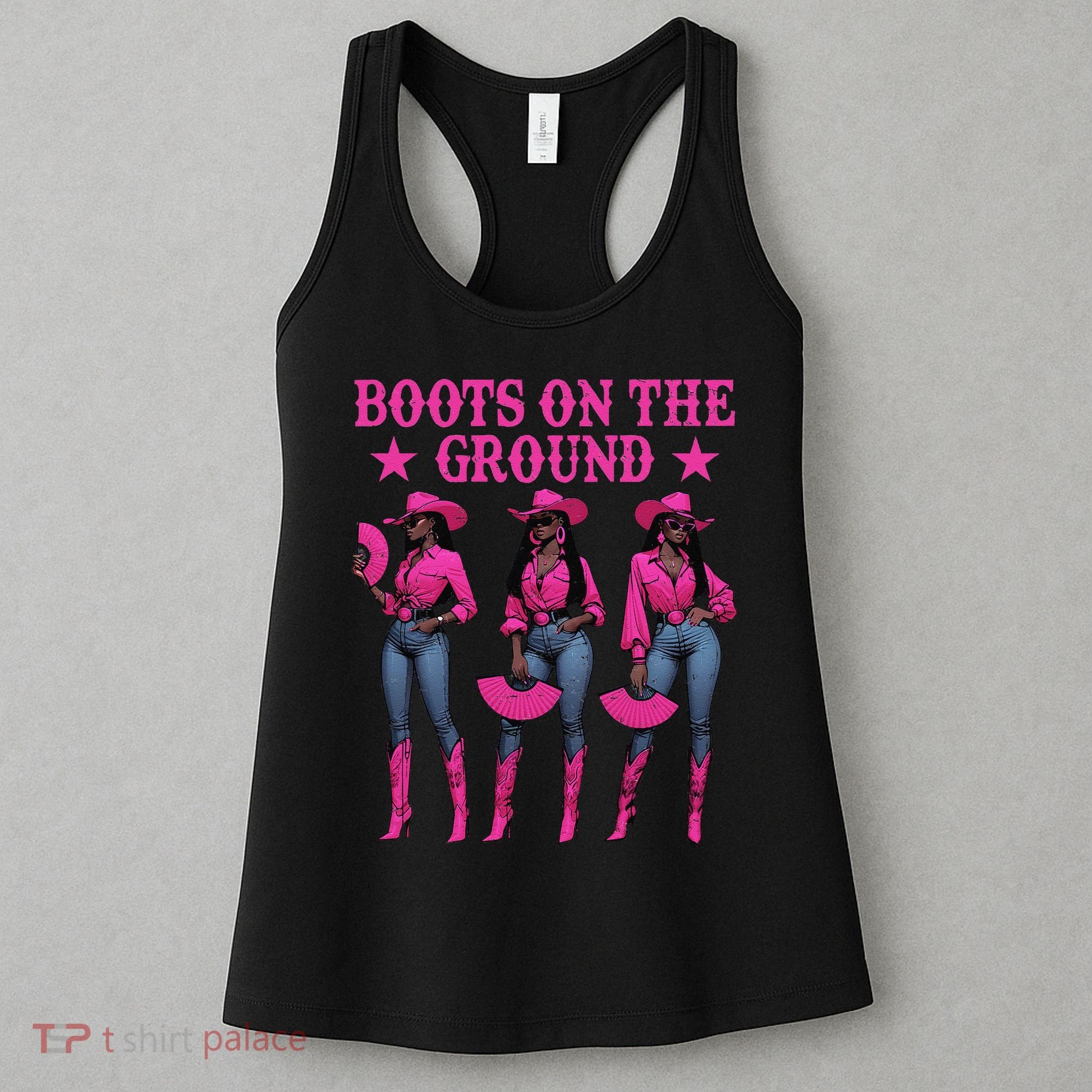 Boots On The Ground Western Southern Melanin Black Cowgirl Women's Tank Top