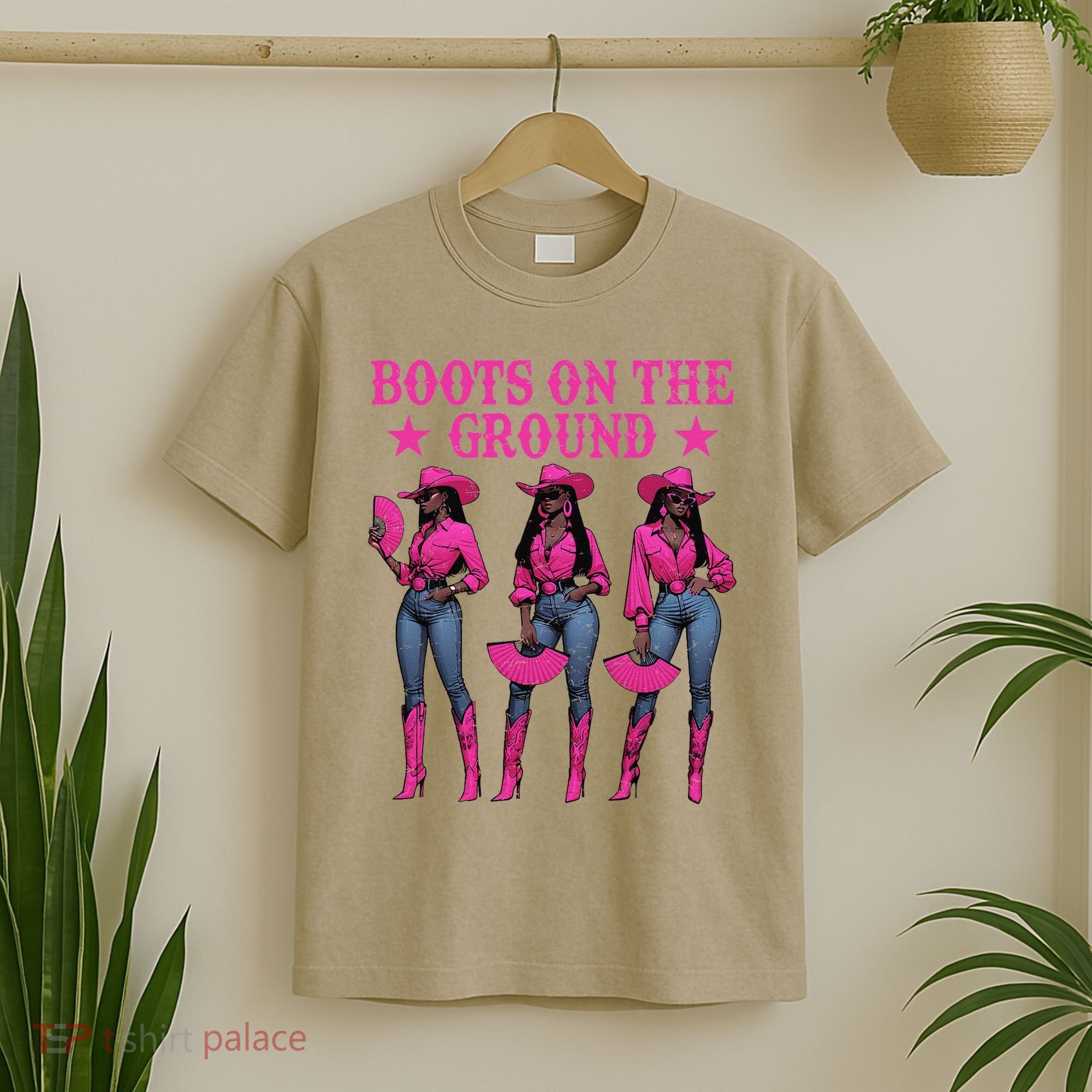 Boots On The Ground Western Southern Melanin Black Cowgirl T-Shirt