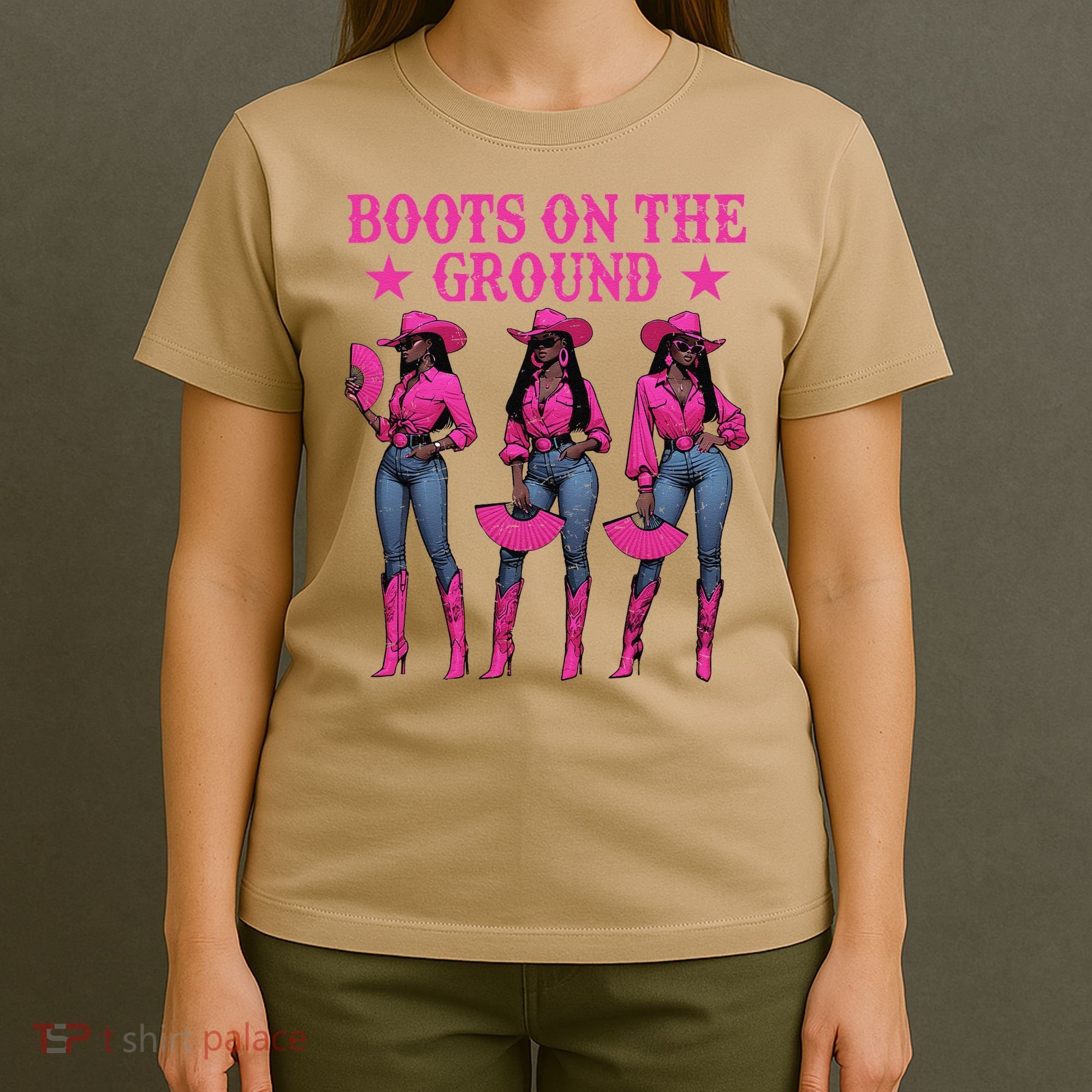 Boots On The Ground Western Southern Melanin Black Cowgirl T-Shirt