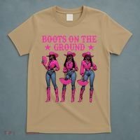 Boots On The Ground Western Southern Melanin Black Cowgirl T-Shirt thumb 5