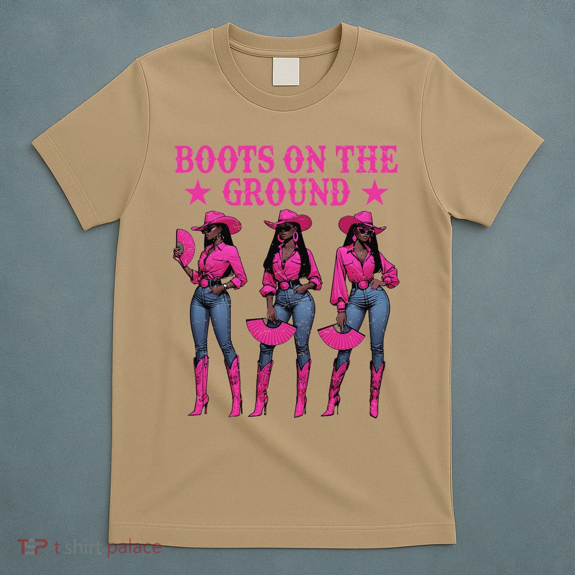 Boots On The Ground Western Southern Melanin Black Cowgirl T-Shirt