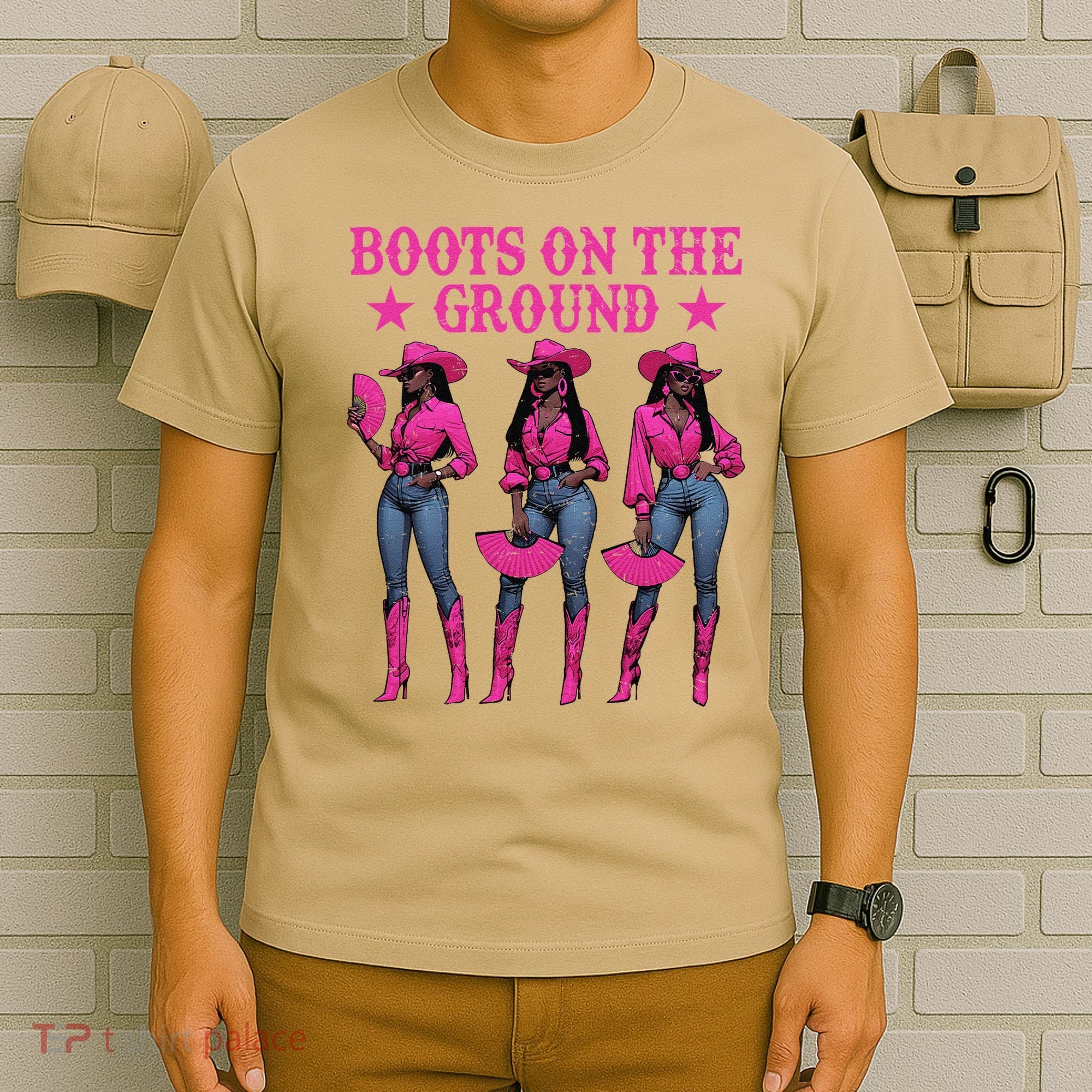Boots On The Ground Western Southern Melanin Black Cowgirl T-Shirt