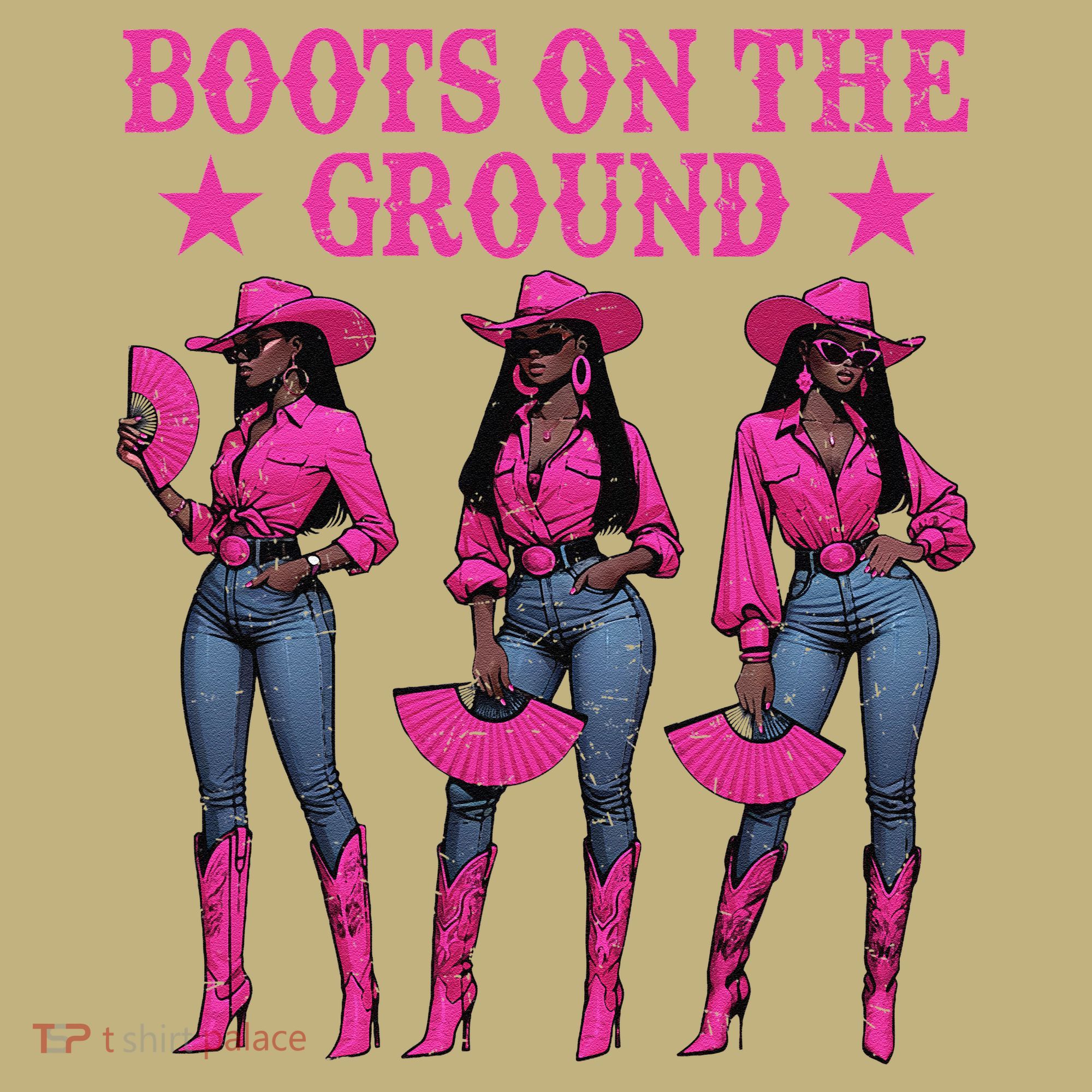 Boots On The Ground Western Southern Melanin Black Cowgirl T-Shirt