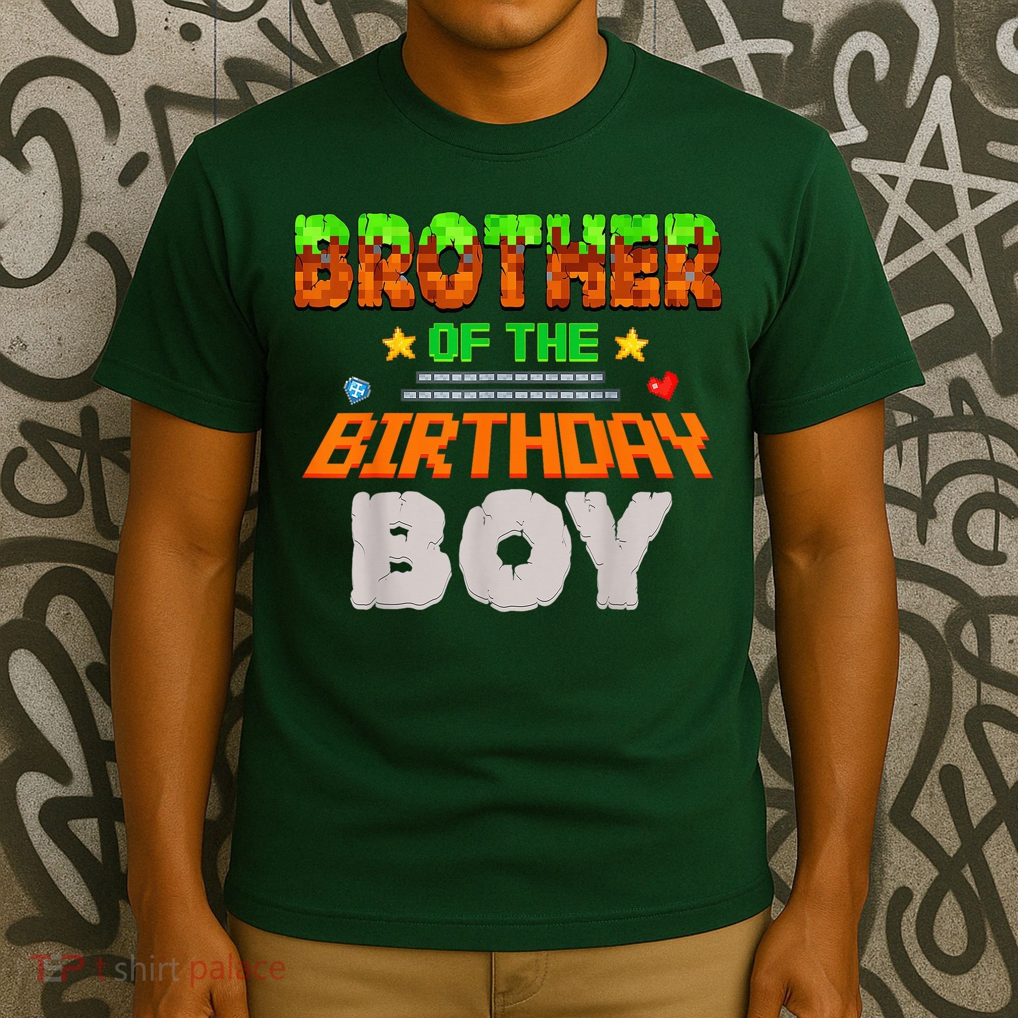 Brother Of The Birthday Boy Video Gamer Pixel Number T-Shirt