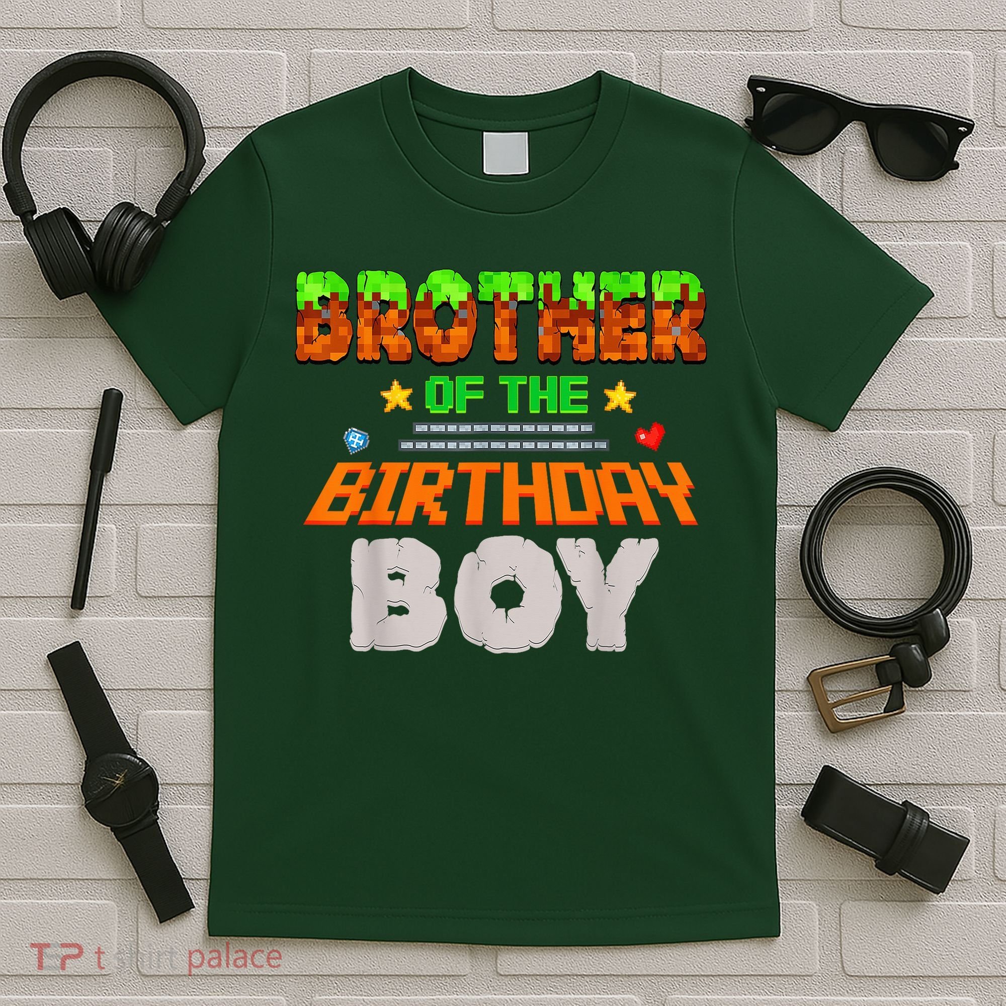Brother Of The Birthday Boy Video Gamer Pixel Number T-Shirt