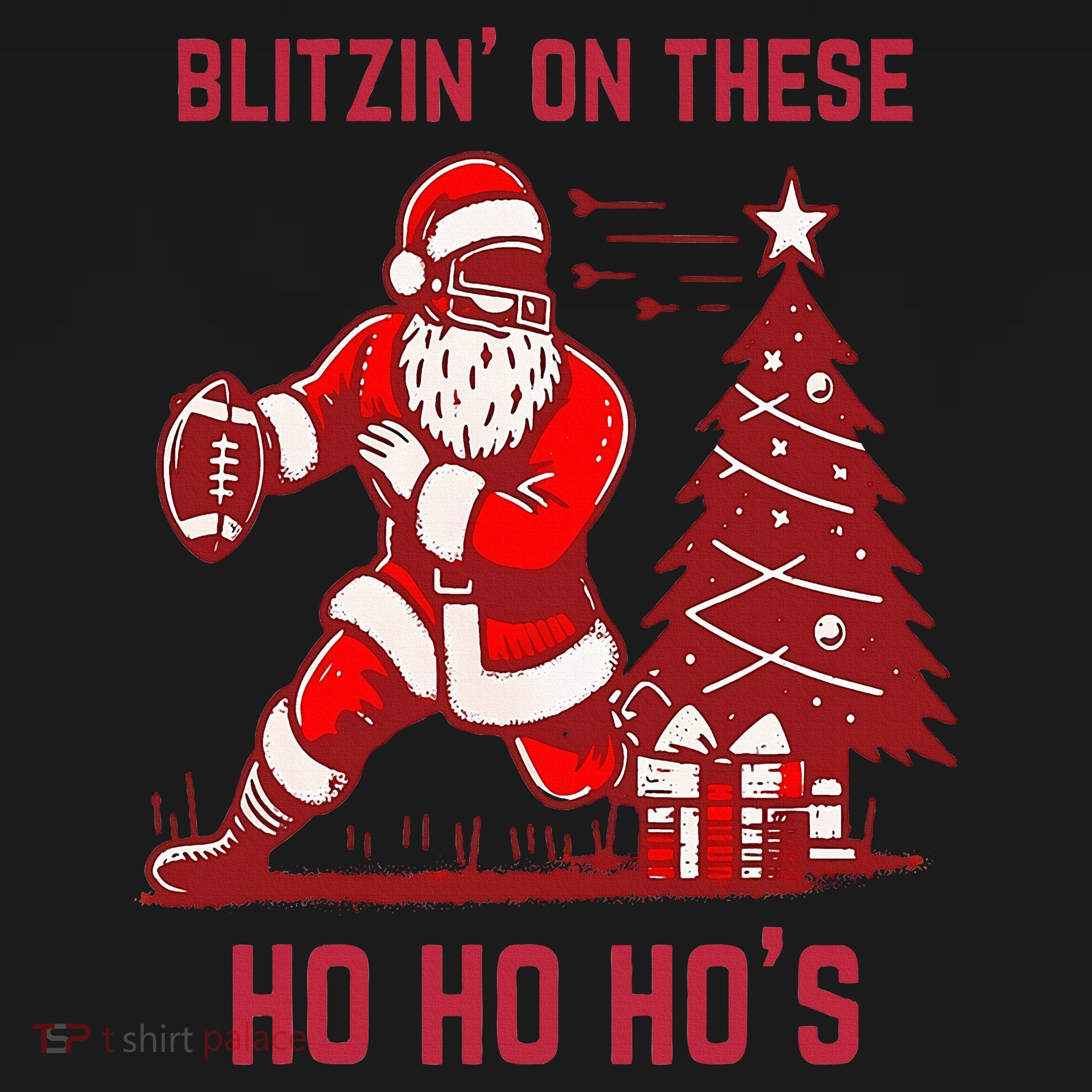 Blitzing On These Ho Ho Ho's Funny Santa Football Christmas  Women's Hoodie
